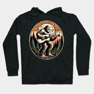 Bigfoot Playing Acoustic Guitar Outdoors Hoodie